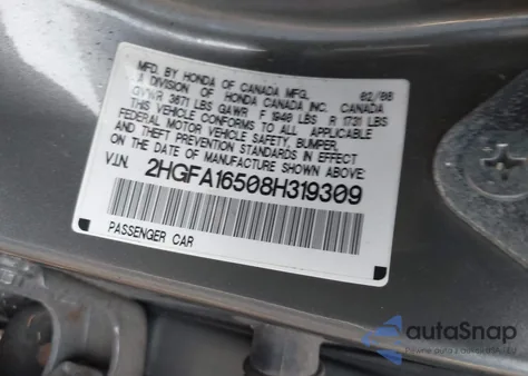 2008 Honda Civic Lx из США, поврежденный, VIN 2HGFA16508H319309